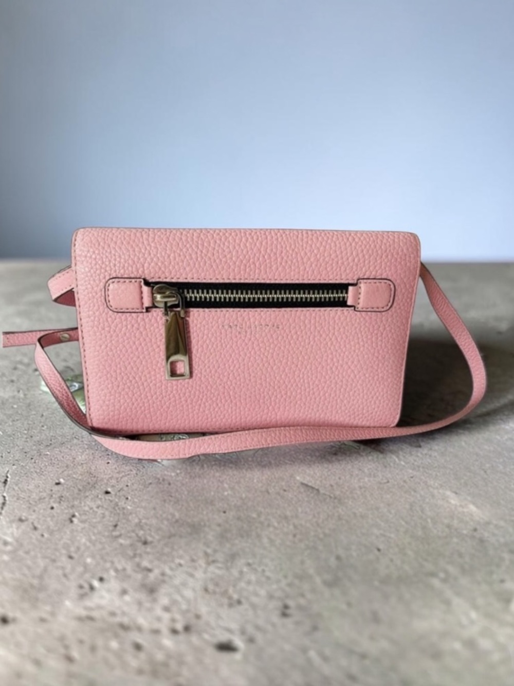 Marc Jacobs Gotham Pink Pebble Leather Wallet Strap Crossbody Bag